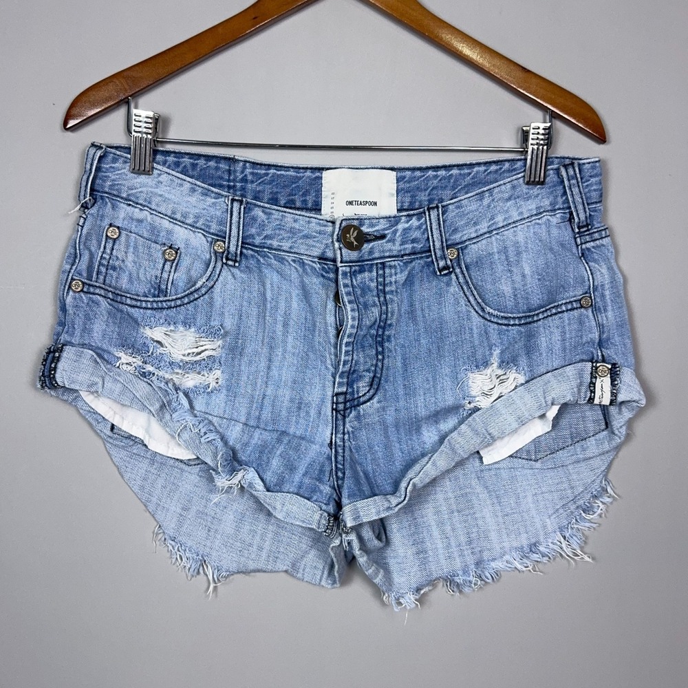 One Teaspoon Bandits Low Rise Micro Mini Booty Shorts Womens Size 27 Distressed
